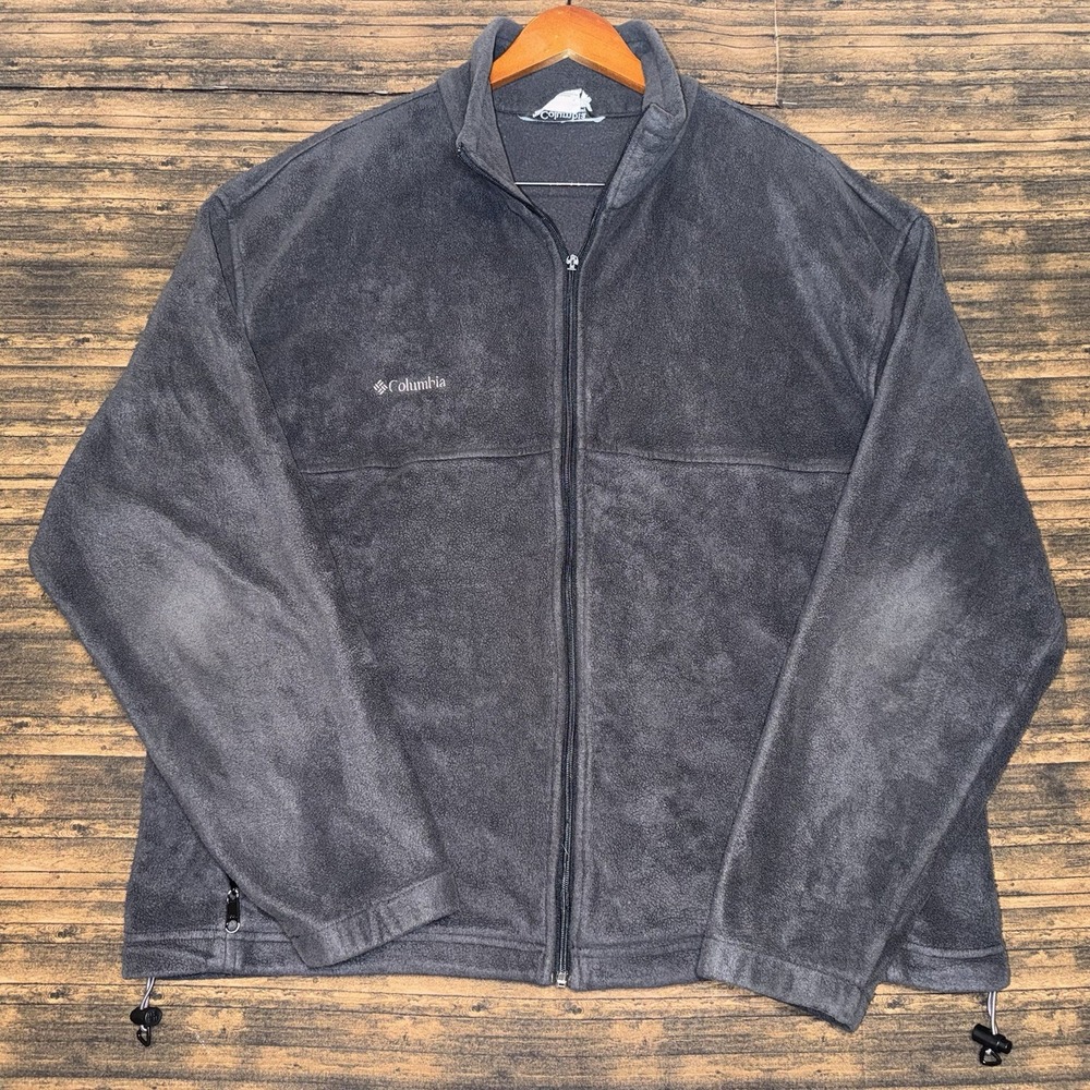 Columbia Men's Full Zip Fleece Jacket Black Outdoor Long Sleeve Size 2XL